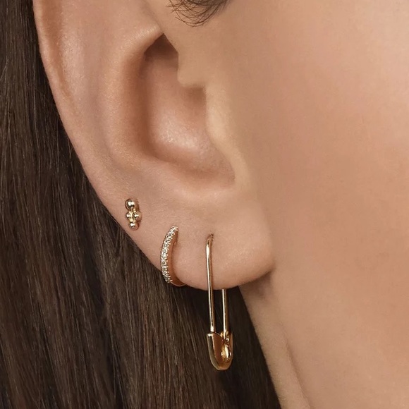 Sweet Simplicity Gold Rhinestone Hoop Earrings - Picture 2 of 4